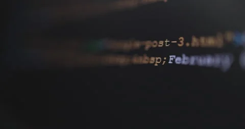 4K Close up shot shift focus HTML tag coding on PC Monitor. Background concep Stock Footage 153954106
