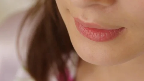 4K close up shot of woman's lips without makeup. Stock-Footage 102406997