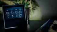 4K Close-Up Of Smart Home Device Showing Weather Stock Footage