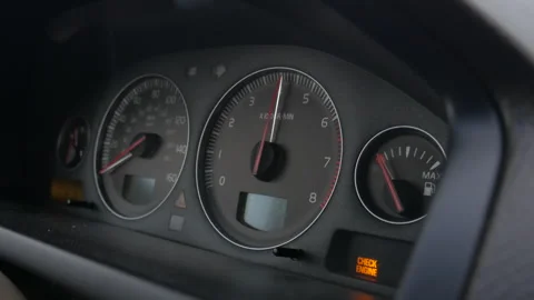 4K close up of speedometer in modern car. Car interior dashboard details Stock Footage 250403998