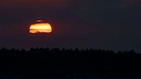 4K Close Up Timelapse of Sunset Behind Trees Stock Footage 82870559