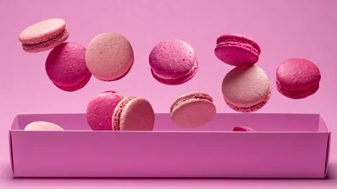 4K Close-up Video Delicate Pink French Macarons Gourmet Cookie Stock Footage 330481067