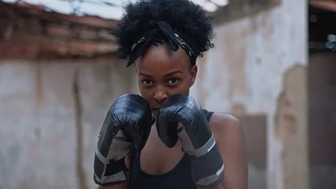 4k Close up view boxer gier shadow boxing Stock Footage 115777879