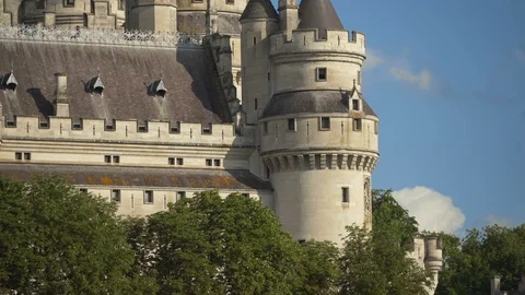 4k close view of Chateau de Pierrefonds near Paris on beautiful summer day Stock Footage 119536448