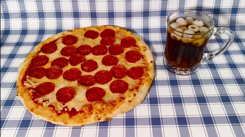4K close up view of cola beverage drink in glass cup with fresh crispy chee.. Stock Footage 318251345