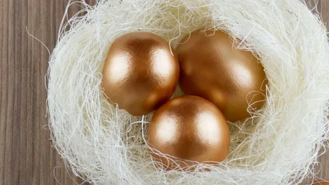 4K close-up view of the golden eggs in the nest. Stock-Footage 236101677