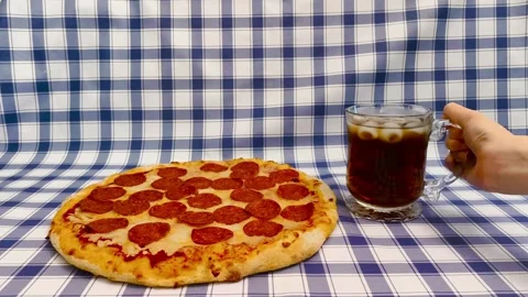 4K close up view holding cola beverage drink in glass cup with fresh crispy.. Stock Footage 318251531
