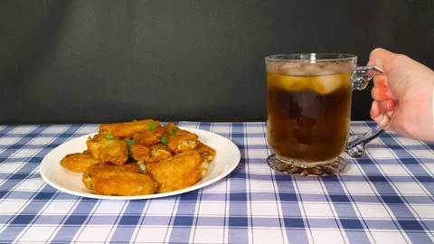 4k Close up view. Picking up cola beer glass drink beverage with ice cubes .. Stock Footage 318252121