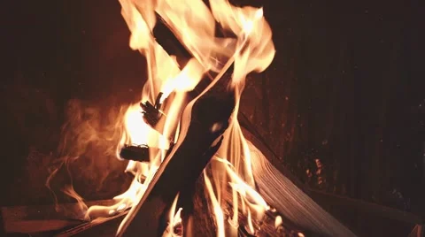 4K Close Up of Wood Burning in a Fireplace. Stock Footage 66732952