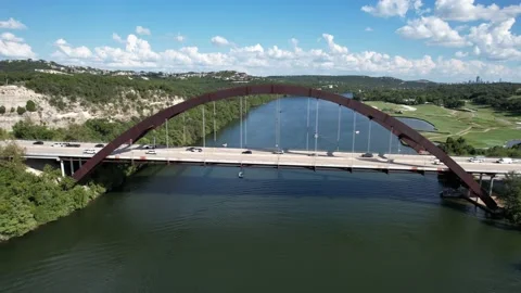 4K Closeup Aerial View of 360 Bridge in Austin, TX Stock Footage 211874622