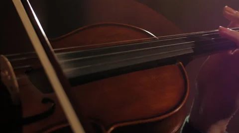 4K CLOSEUP of girl's violin while playing Stock Footage 44374443
