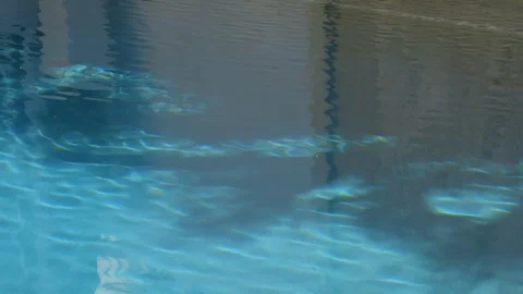 4K Closeup Pan of Shimmering Pool Water Video stock 111031941