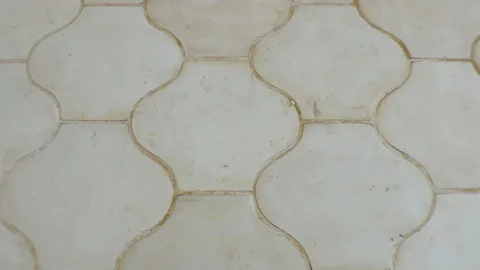 4K Closeup Pan of White Stone Mosaic Floor Video stock 111277101