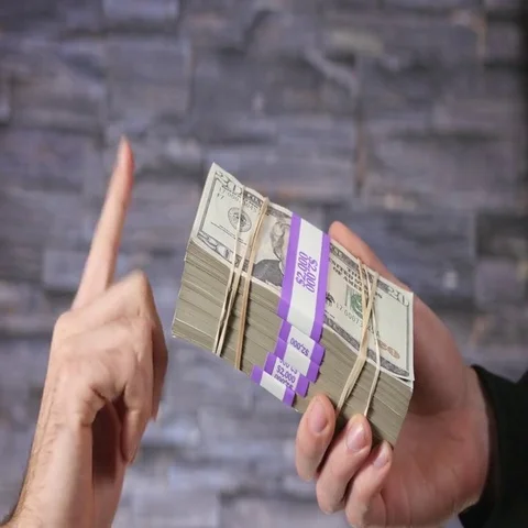 4K Closeup Refusing Bribe Corruption Money Stack - Hands Gestures Video stock 69514415