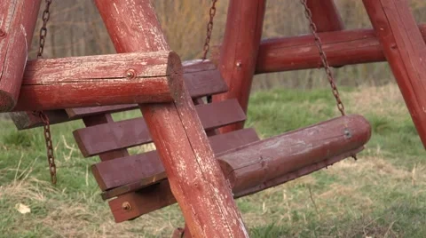4K Closeup rustic swing empty chair summer holiday nature relaxation place rural Video stock 52241240
