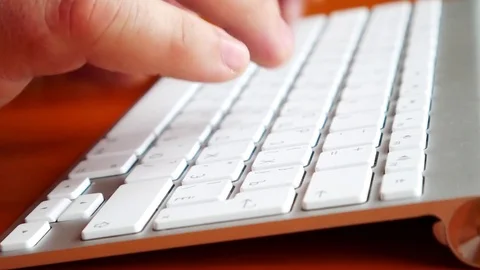 4K closeup view of human typing some text on computer keyboard. 動画素材 71596139
