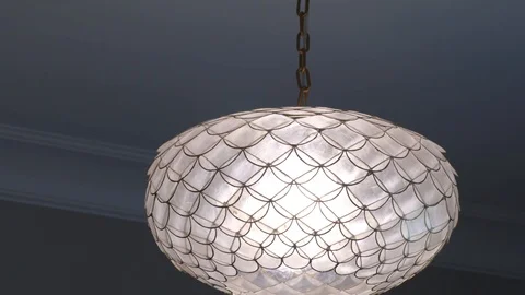 4K Closeup of White Translucent Hanging Light Fixture Video stock 109380512