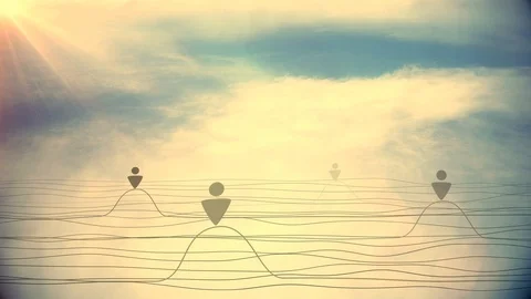 4K Cloud  Computed Loop Technology employees/ man percentage  Lines animated Stock Footage 103084153