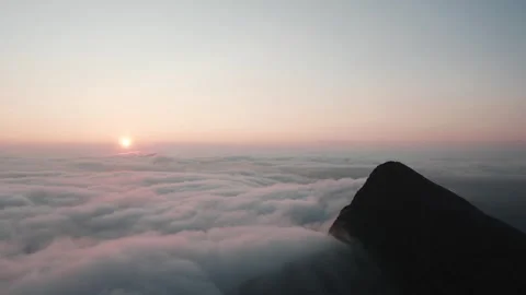 4K cloud inversion at sunrise from Snowdon,  Wales Stock Footage 250563817