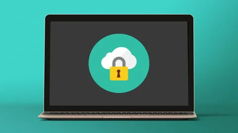 4K - Cloud lock symbol logo icon Stock Footage 62656221