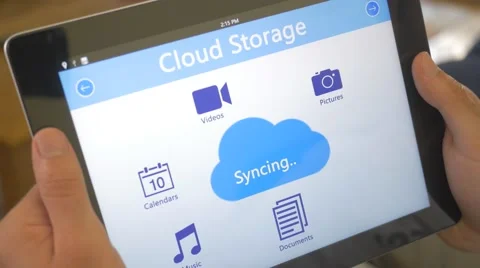 4K Cloud Storage  Syncing Tablet Device Stock Footage 54622814