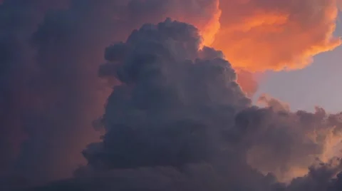 4k cloudlapse with thunder at sunset 1 Stock Footage 54919904