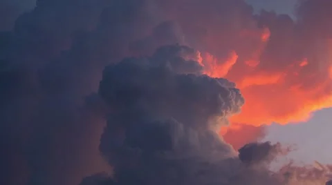 4k cloudlapse with thunder at sunset 2 Stock Footage 54920171