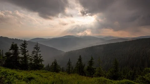 4K Clouds and colours above the forest after the rain Stock Footage 119126254