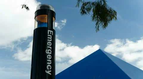 4K Clouds and Emergency Callbox Timelapse Stock Footage