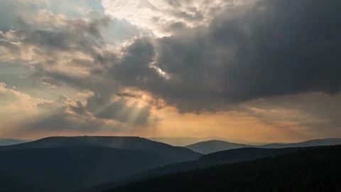 4K Clouds and shadows with sunbeams between Stock Footage 119126047