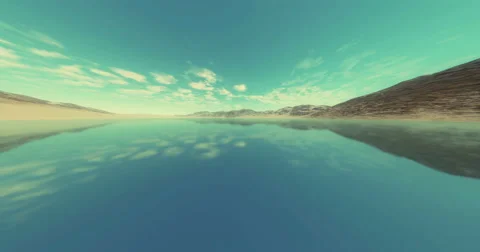 4k clouds mass rolling over clam lake surface &amp; snow mountain,lake like mirror. 库存影片 51388677