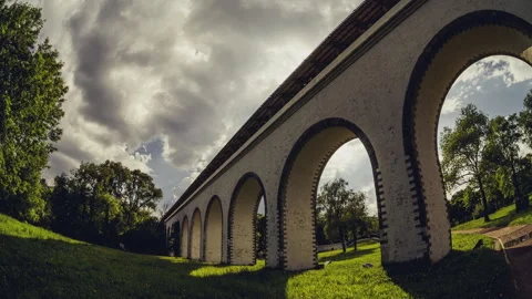 4K Clouds over aqueduct timelapse Stock Footage 267603616