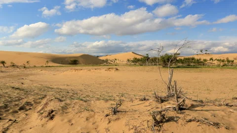 4K. Clouds over a dune in the Gobi Desert, Mongolia. Ultra HD, 4096x2304 Stock Footage 106940219