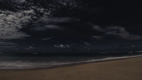 4K Clouds over ocean with nightly stars sky, Bali Stock Footage 267602417