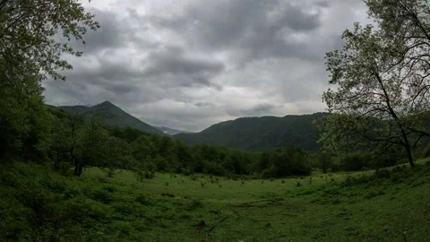 4K. Clouds over the river valley Aapsta, Abkhazia. Ultra HD.  Stock Footage 69249592