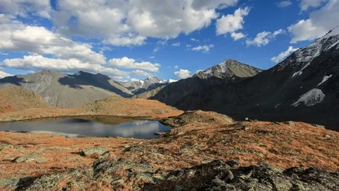 4K. Clouds over in the Valley of the Seven Lakes, Altai Republic, Russia. U.. Stock Footage 73849146