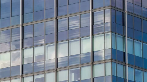 4K Clouds reflection on glass Facade - DSLR Timelapse Video stock 43111027