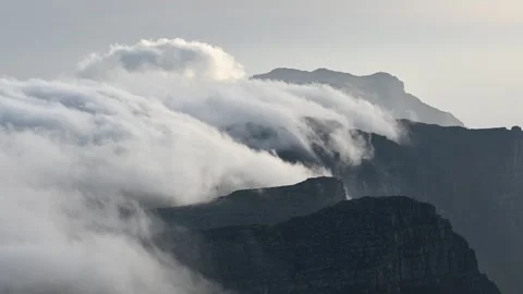 4K Clouds Rolling Over Table Mountain, Cape Town, South Africa Stock Footage 337440196