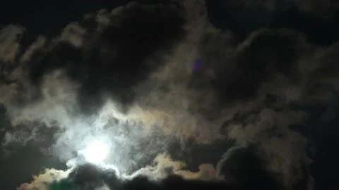 4K A Cloudy Dark Sky - The Sun is Like the Moon Stock Footage 141808047