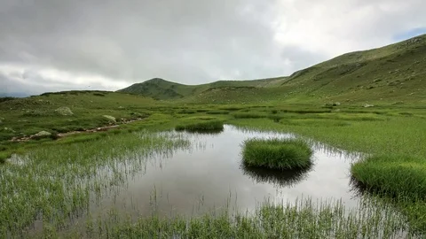4K. Cloudy sky in the Valley of the Seven Lakes. Abkhazia, Ultra HD. 4096x230 Stock Footage 73787145