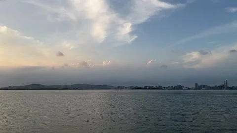 4K Cloudy Sunset City Skyline Water Ripples Suzhou 库存影片 345961247