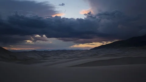 4K Cloudy Sunset Timelapse in Great Sand Dunes National Park, Colorado Stock Footage 126073547