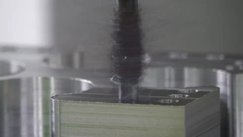 4K - CNC drilling machine works. Close-up Stock Footage 195991114