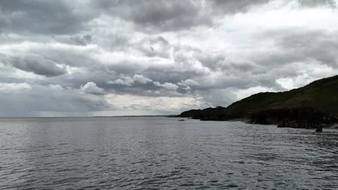 4K Coastal Sea View with Cloudy Sky Stock Footage 333411894