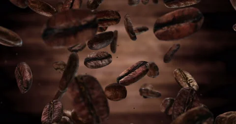 4K Coffee Beans Falling Down Loop Stock Footage 57736583