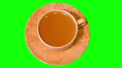 4k coffee cup with white coffee on saucer Stock Footage 50767978