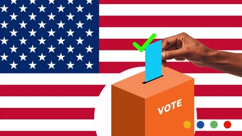 4K Collage Animation Hand inserting voting document paper inside Ballot Box Vote Stock Footage 303688100