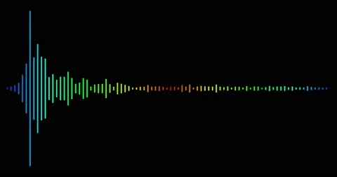 4k color animation of music visualizer on black background. Color audio equal Video stock 132050600