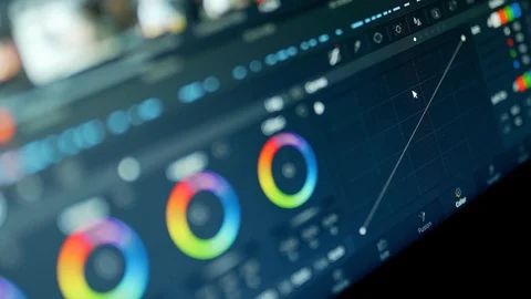 4K Color Correction Post Production video or photo in Progress Closeup Stock Footage