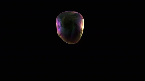 4k colorful background, soap bubble inflates and flies over dark black screen Stock Footage 44297878